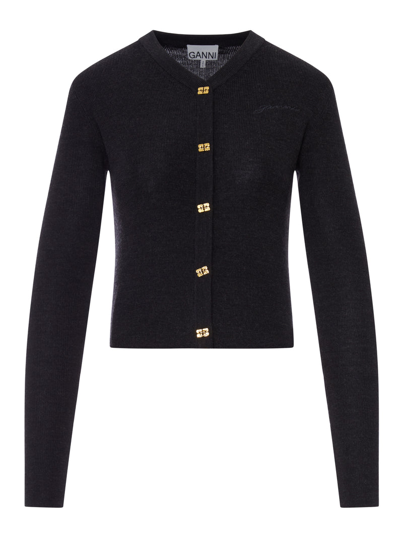 CARDIGAN IN LANA CON LOGO RICAMATO