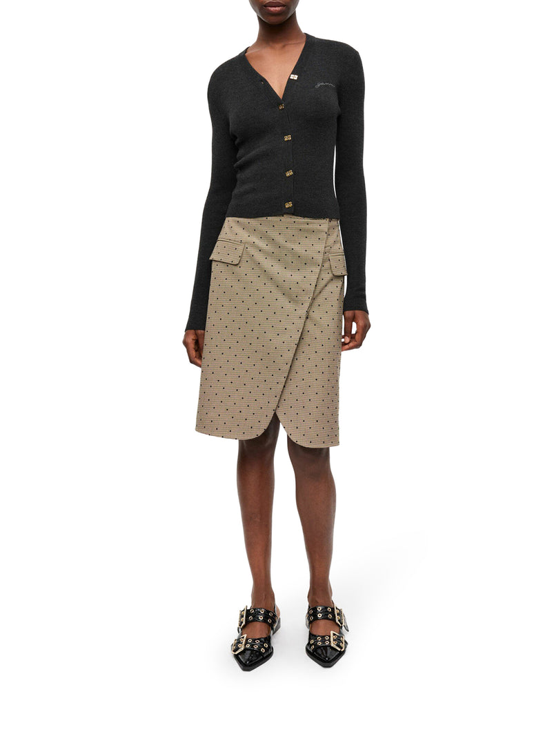CARDIGAN IN LANA CON LOGO RICAMATO
