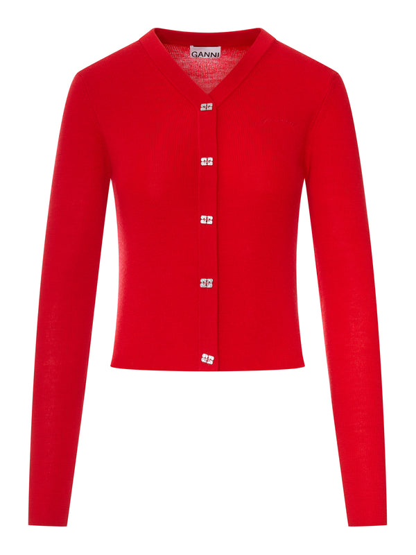 CARDIGAN IN LANA CON LOGO RICAMATO