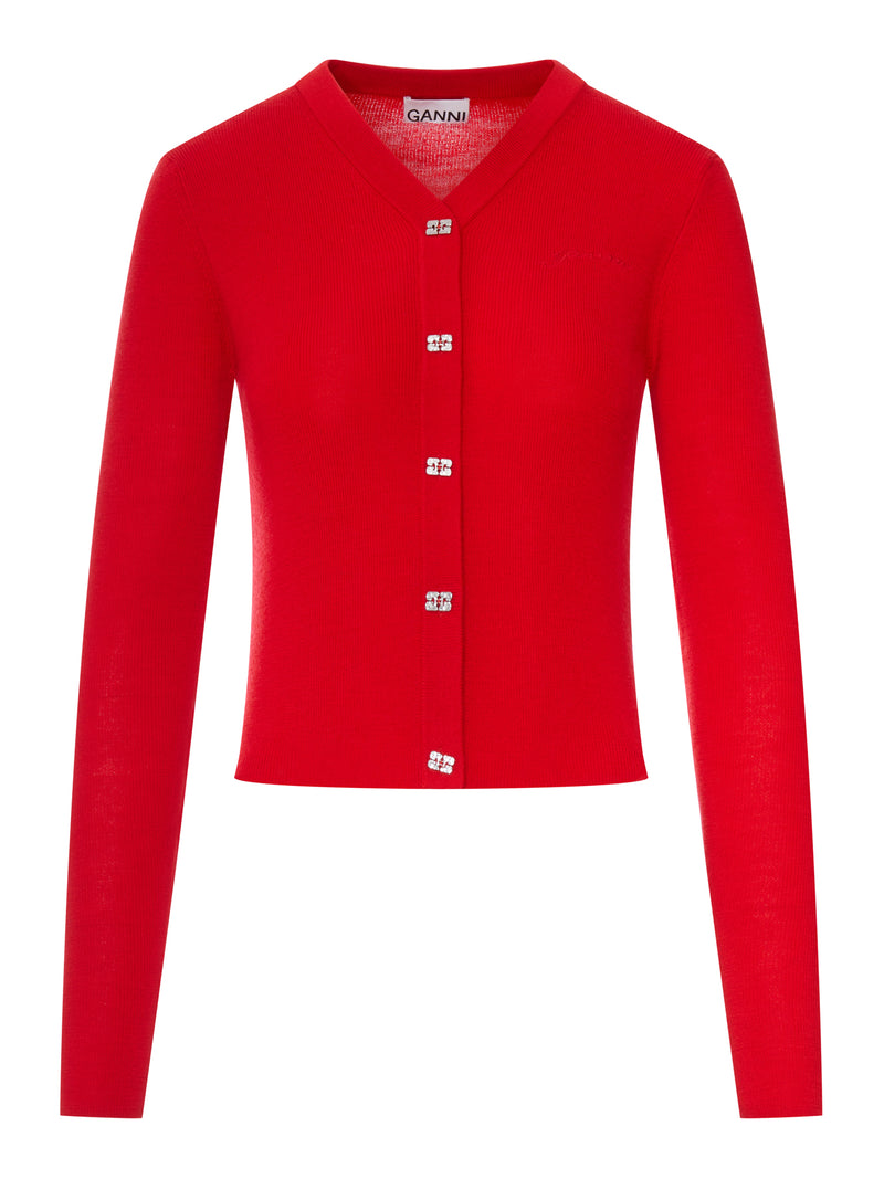 CARDIGAN IN LANA CON LOGO RICAMATO