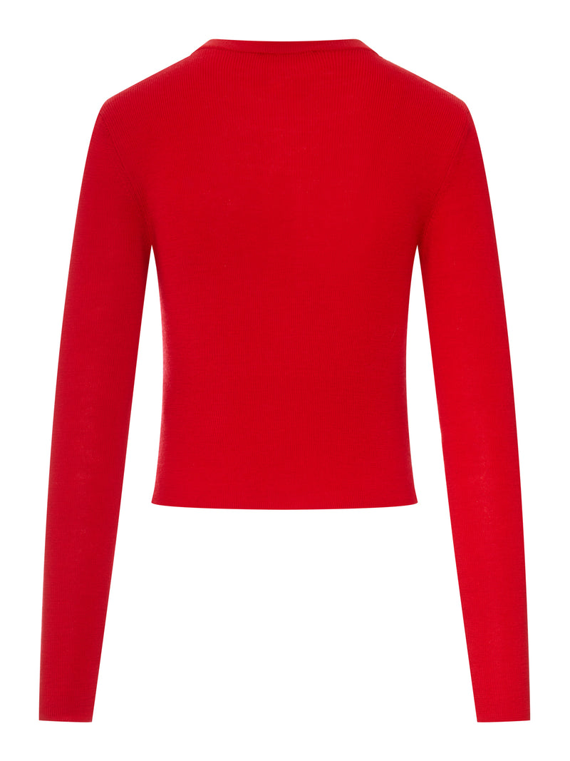 CARDIGAN IN LANA CON LOGO RICAMATO