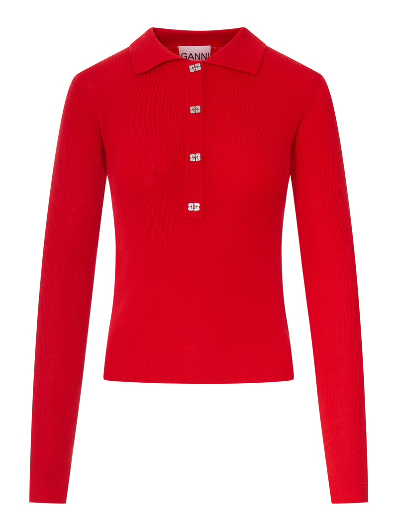 POLO IN LANA CON LOGO RICAMATO