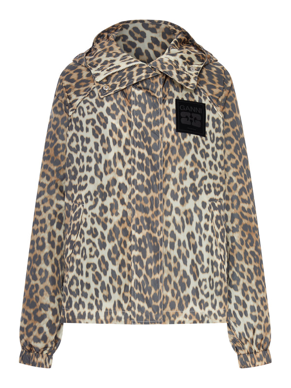 GIACCA IN NYLON CON STAMPA LEOPARDATA