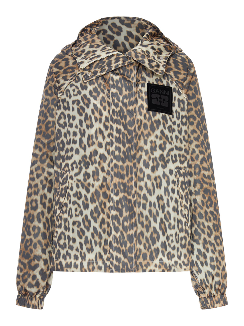GIACCA IN NYLON CON STAMPA LEOPARDATA