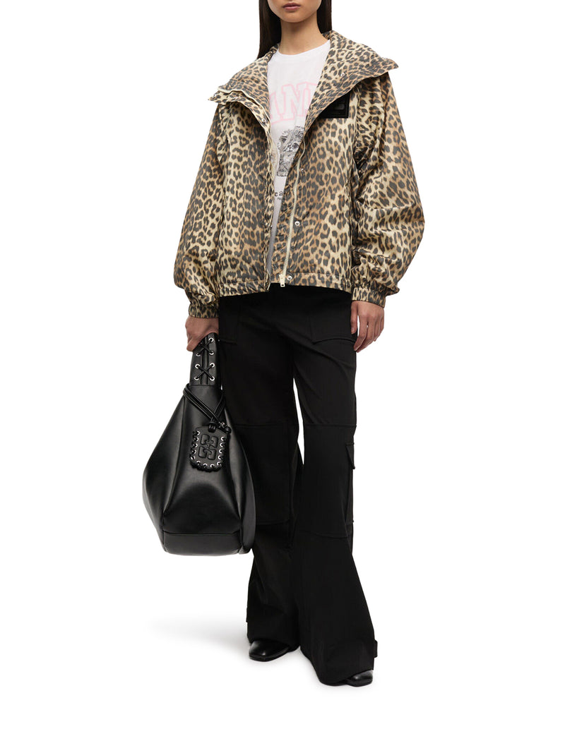 GIACCA IN NYLON CON STAMPA LEOPARDATA