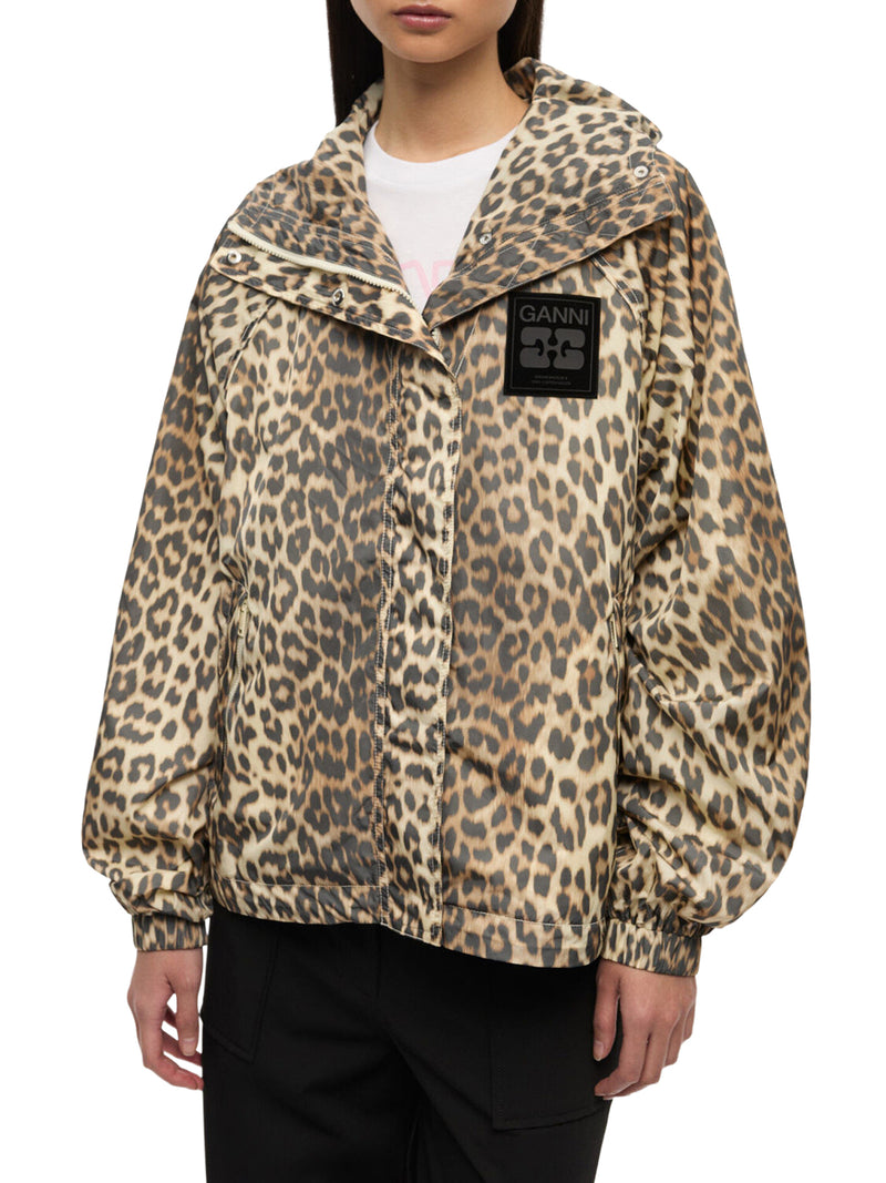GIACCA IN NYLON CON STAMPA LEOPARDATA