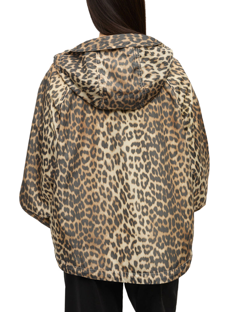 GIACCA IN NYLON CON STAMPA LEOPARDATA