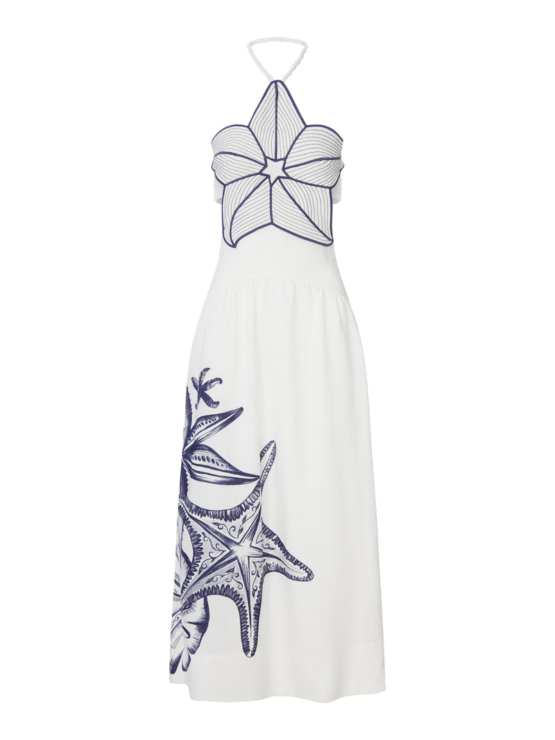 ABITO LUNGO HALTER CON STAMPA MARINA