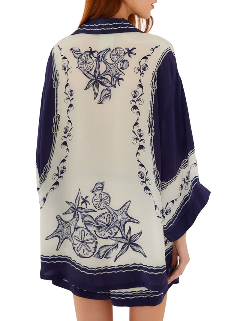 CAMICIA OVER CON STAMPA MARINA BLU