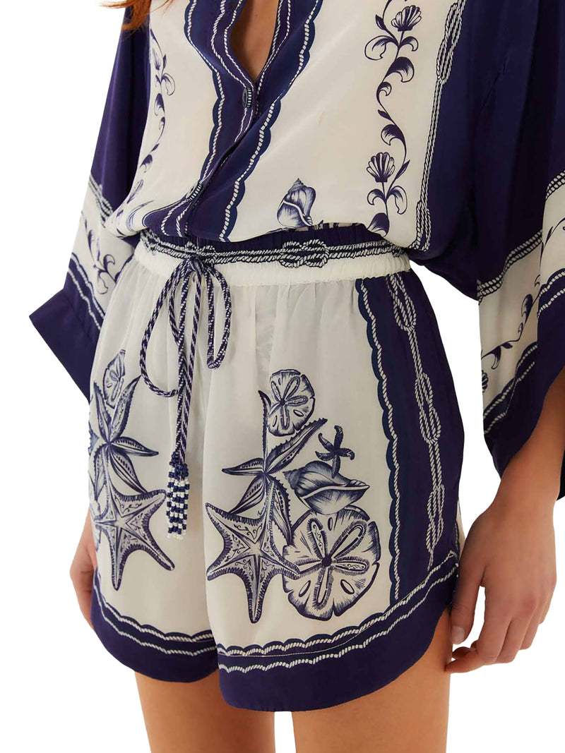 SHORTS IN COTONE CON STAMPA MARINA BLU