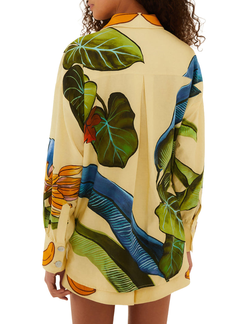 CAMICIA IN SETA CON STAMPA TROPICALE