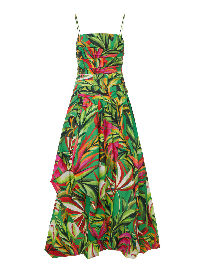 ABITO LUNGO TROPICALE CON SPALLINE SOTTILI
