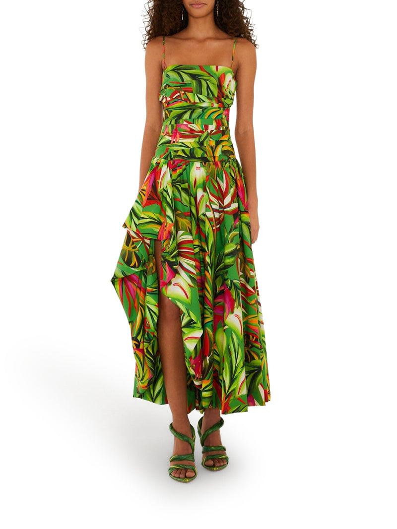 ABITO LUNGO TROPICALE CON SPALLINE SOTTILI