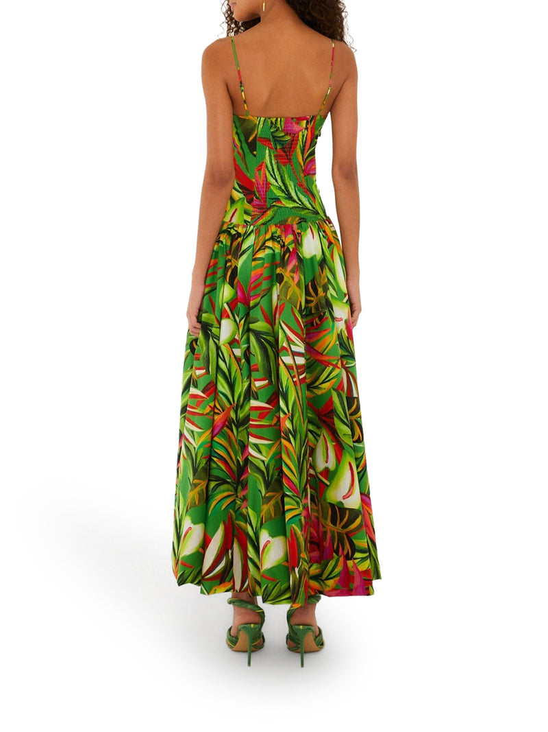 ABITO LUNGO TROPICALE CON SPALLINE SOTTILI