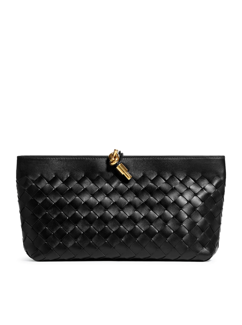 POCHETTE IN NAPPA INTRECCIATA CON DETTAGLIO NODO DISTINTIVO