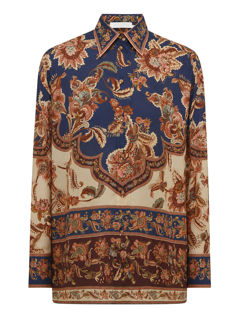 CAMICIA ASTER IN SETA STAMPATA