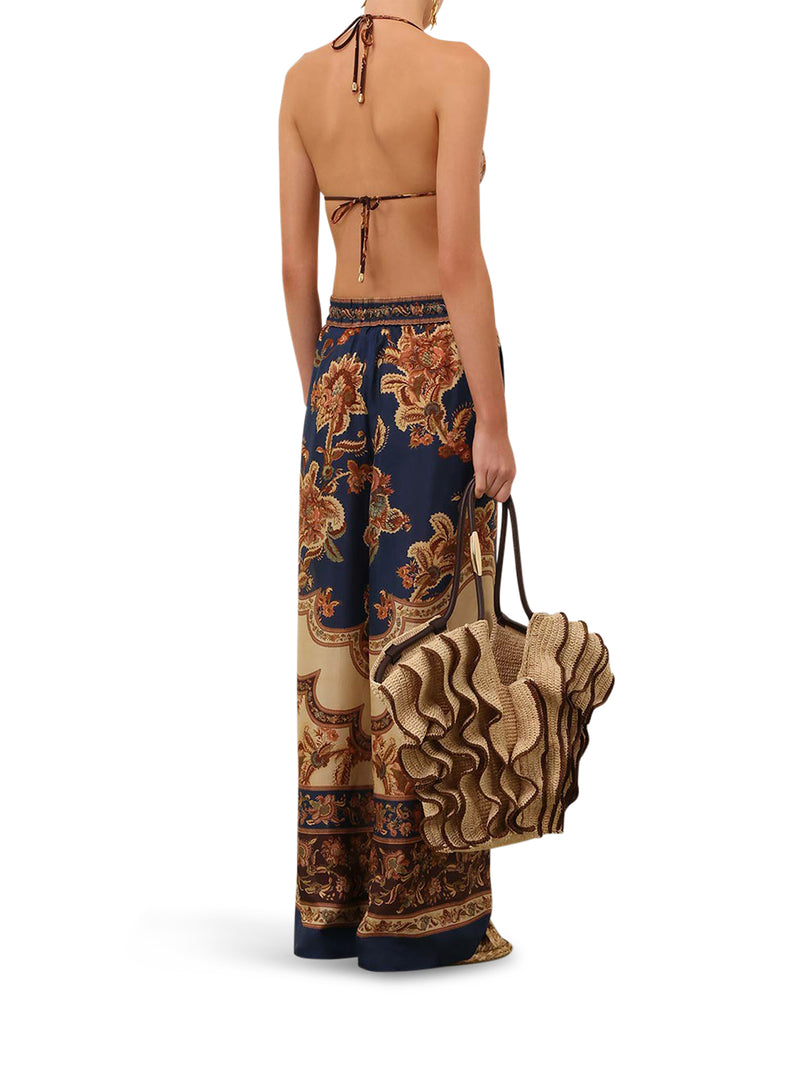 PANTALONI WIDE LEG ASTER IN SETA STAMPATA