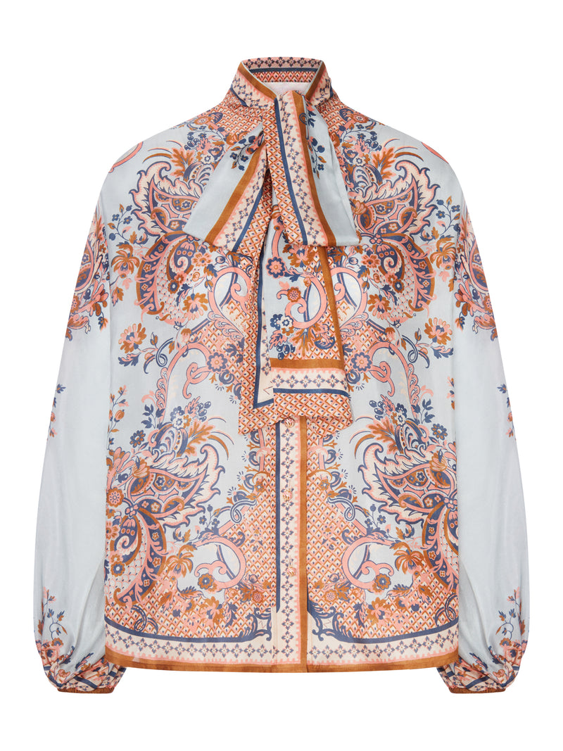 BLUSA ASTER CON FIOCCO AL COLLO IN PURA SETA