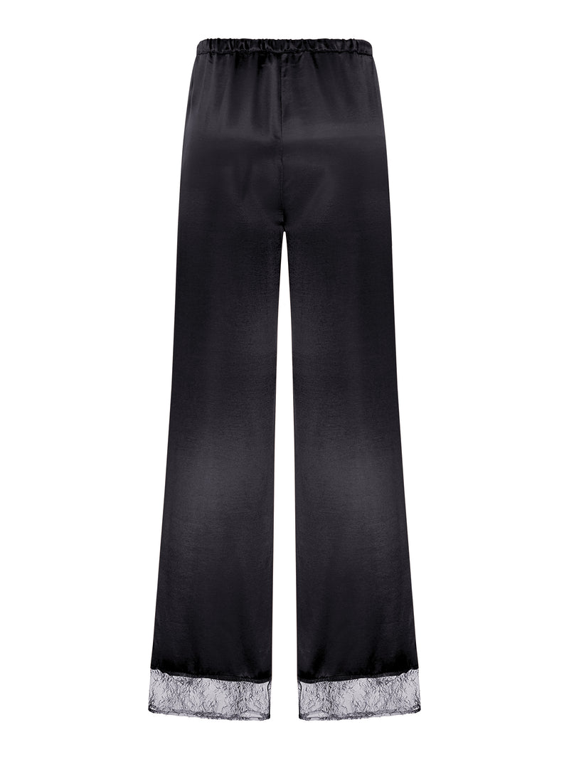 PANTALONE PALAZZO IN SETA CON DETTAGLIO IN PIZZO