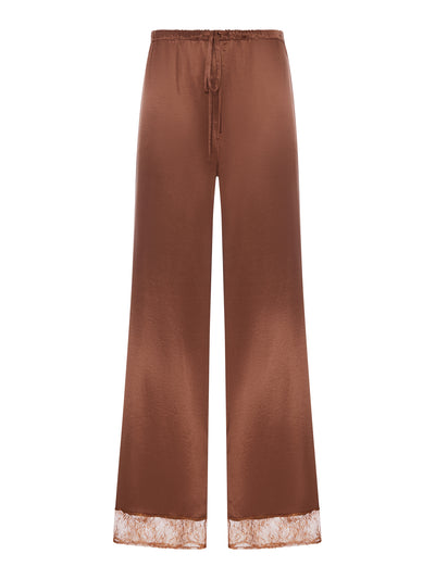 PANTALONE PALAZZO IN SETA CON DETTAGLIO IN PIZZO