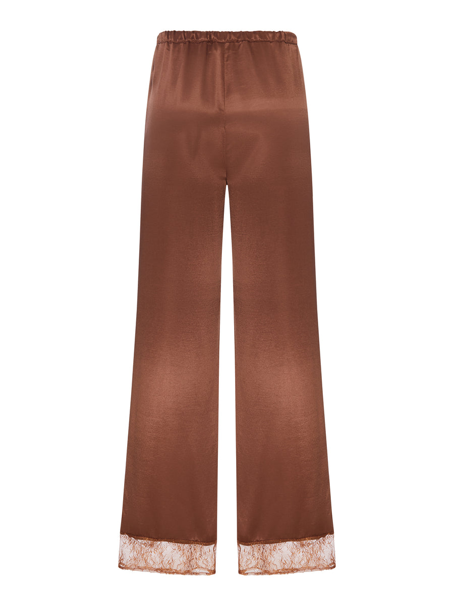 PANTALONE PALAZZO IN SETA CON DETTAGLIO IN PIZZO