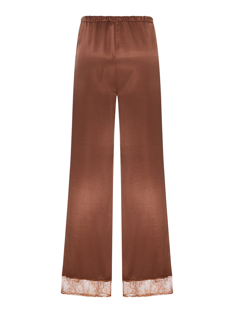 PANTALONE PALAZZO IN SETA CON DETTAGLIO IN PIZZO
