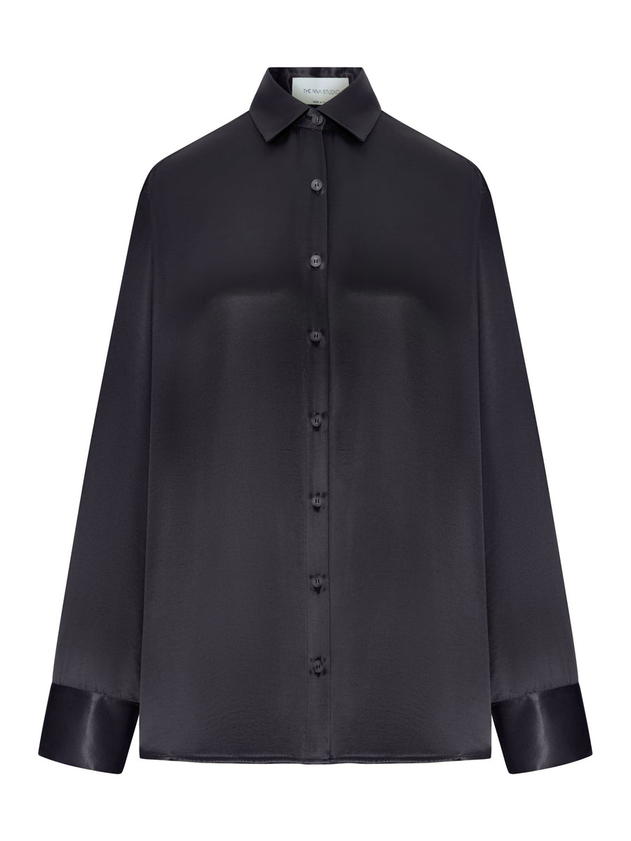 CAMICIA OVERSIZE IN SETA CON APERTURA VERTICALE SUL RETRO