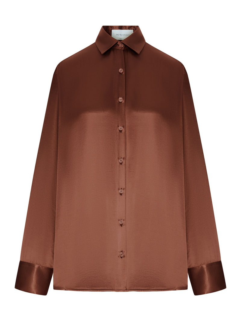 CAMICIA OVERSIZE IN SETA CON APERTURA VERTICALE SUL RETRO