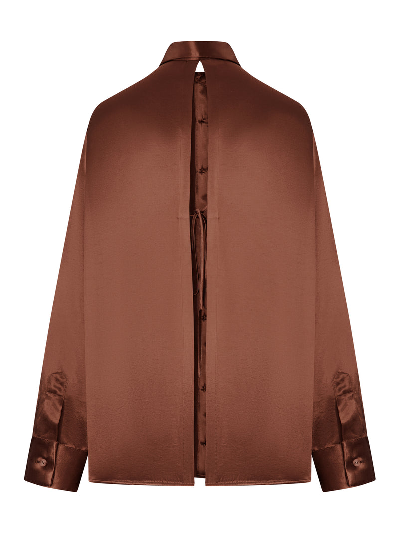 CAMICIA OVERSIZE IN SETA CON APERTURA VERTICALE SUL RETRO