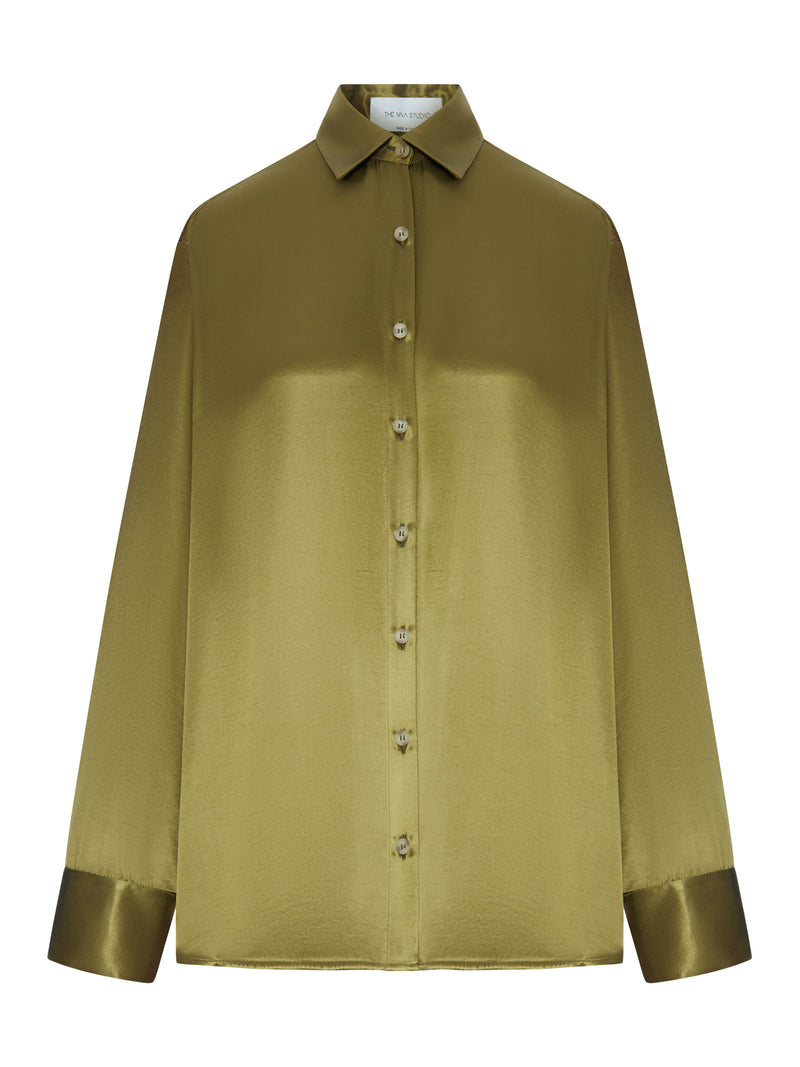 CAMICIA OVERSIZE IN SETA CON APERTURA VERTICALE SUL RETRO