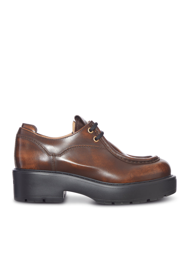 SCARPA STRINGATA PLATFORM IN PELLE VINTAGE