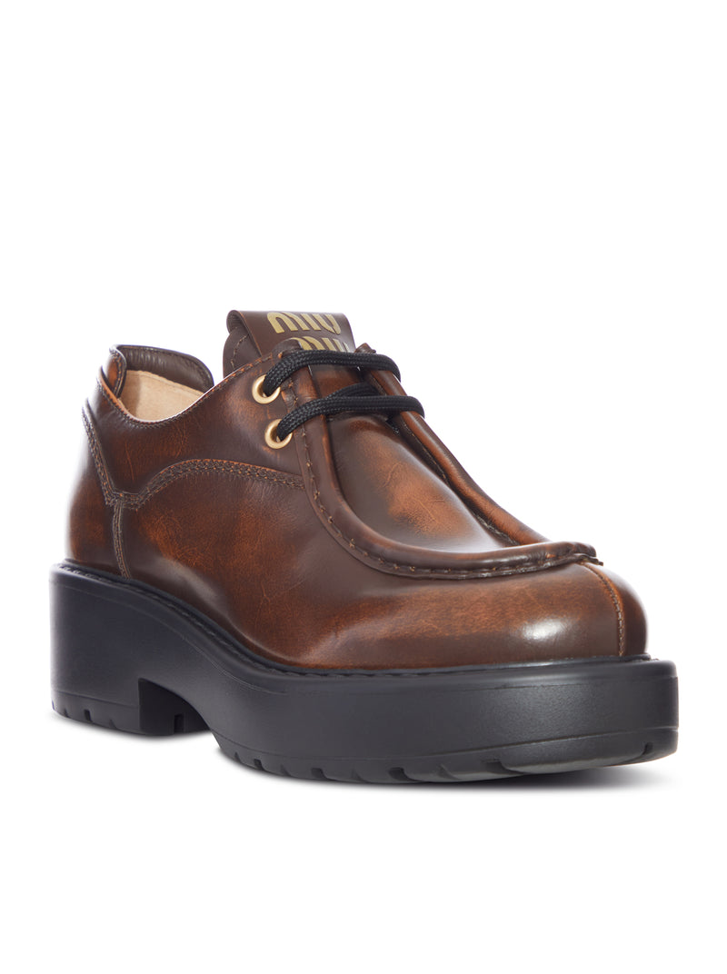 SCARPA STRINGATA PLATFORM IN PELLE VINTAGE