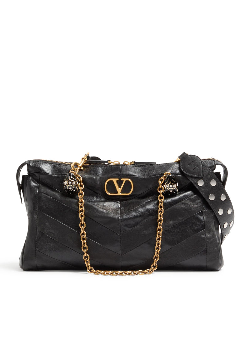 BORSA A TRACOLLA PANTHEA IN NAPPA CON MOTIVO CHEVRON