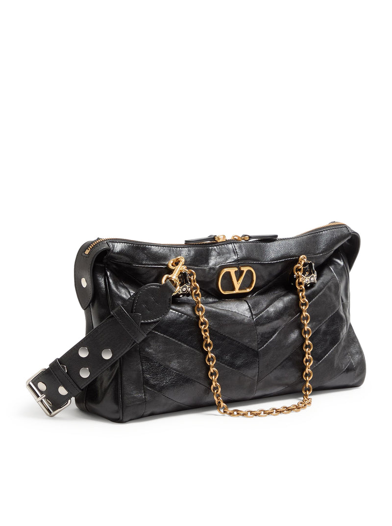 BORSA A TRACOLLA PANTHEA IN NAPPA CON MOTIVO CHEVRON