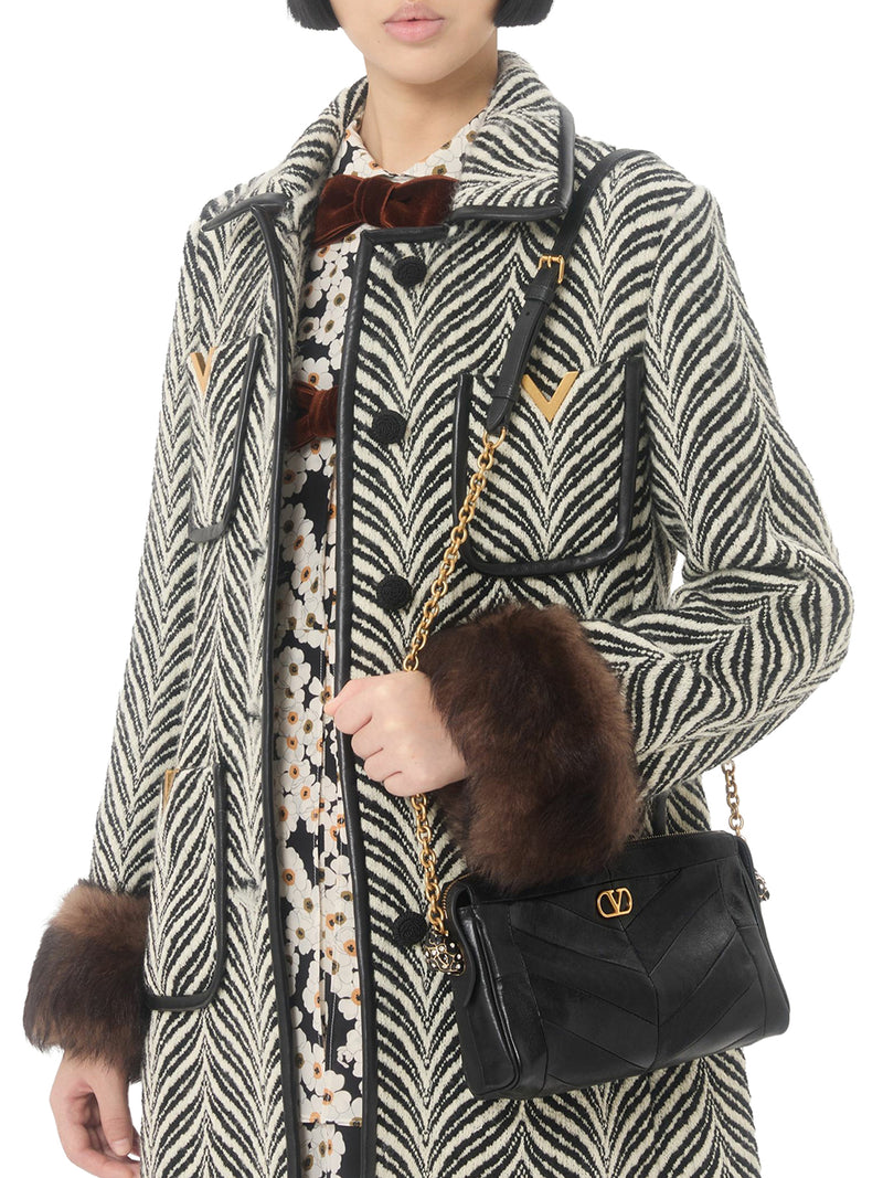 BORSA A TRACOLLA PICCOLA VALENTINO GARAVANI PANTHEA IN NAPPA MOTIVO CHEVRON