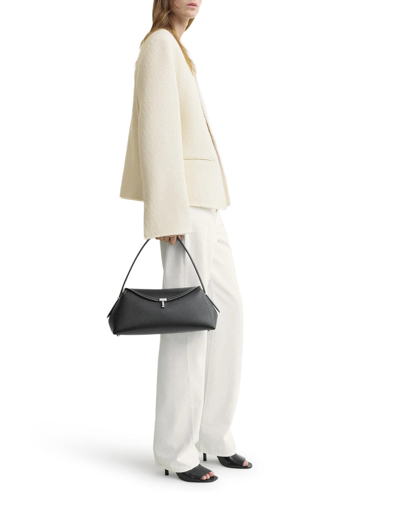 BORSA T-LOCK IN PELLE CON IMPUNTURE A CONTRASTO
