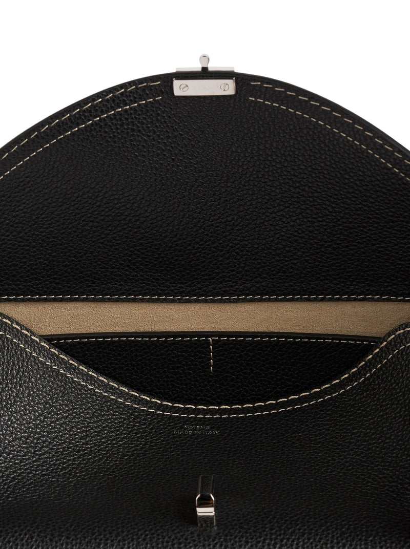 BORSA T-LOCK IN PELLE CON IMPUNTURE A CONTRASTO