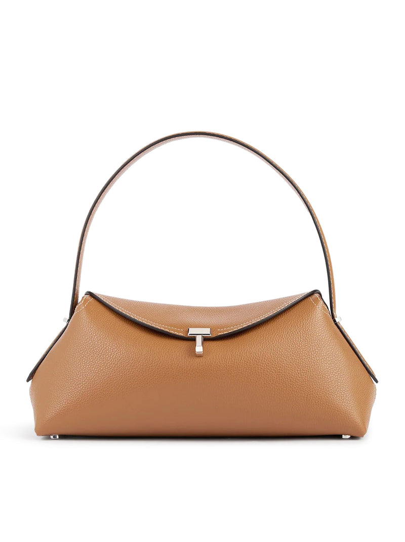 BORSA T-LOCK IN PELLE CON IMPUNTURE A CONTRASTO