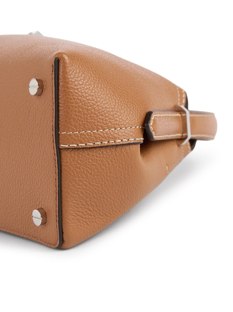BORSA T-LOCK IN PELLE CON IMPUNTURE A CONTRASTO