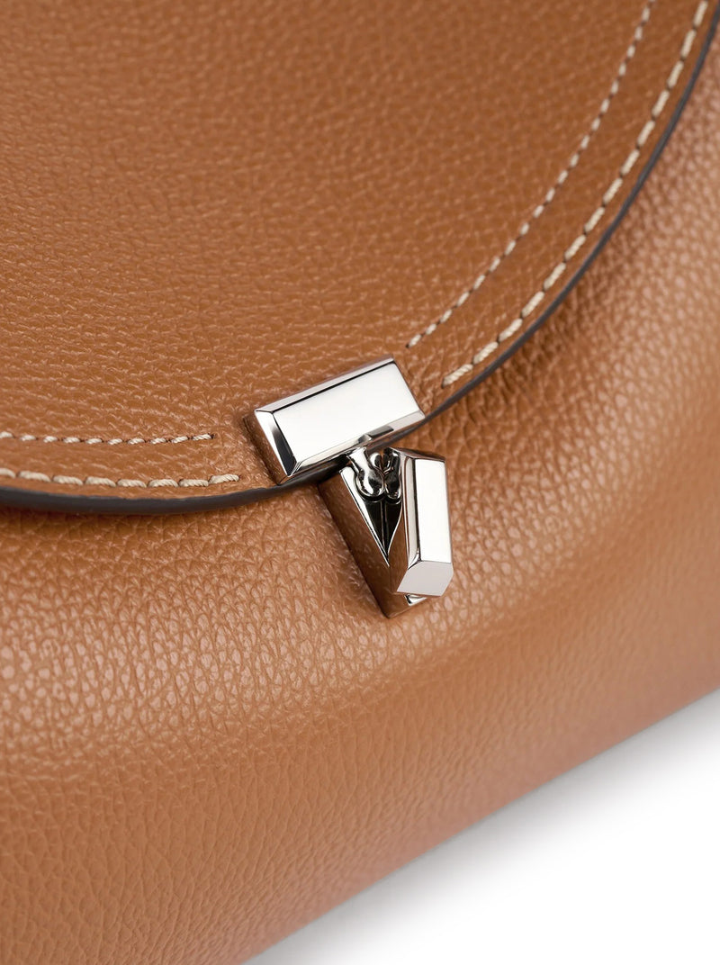 BORSA T-LOCK IN PELLE CON IMPUNTURE A CONTRASTO