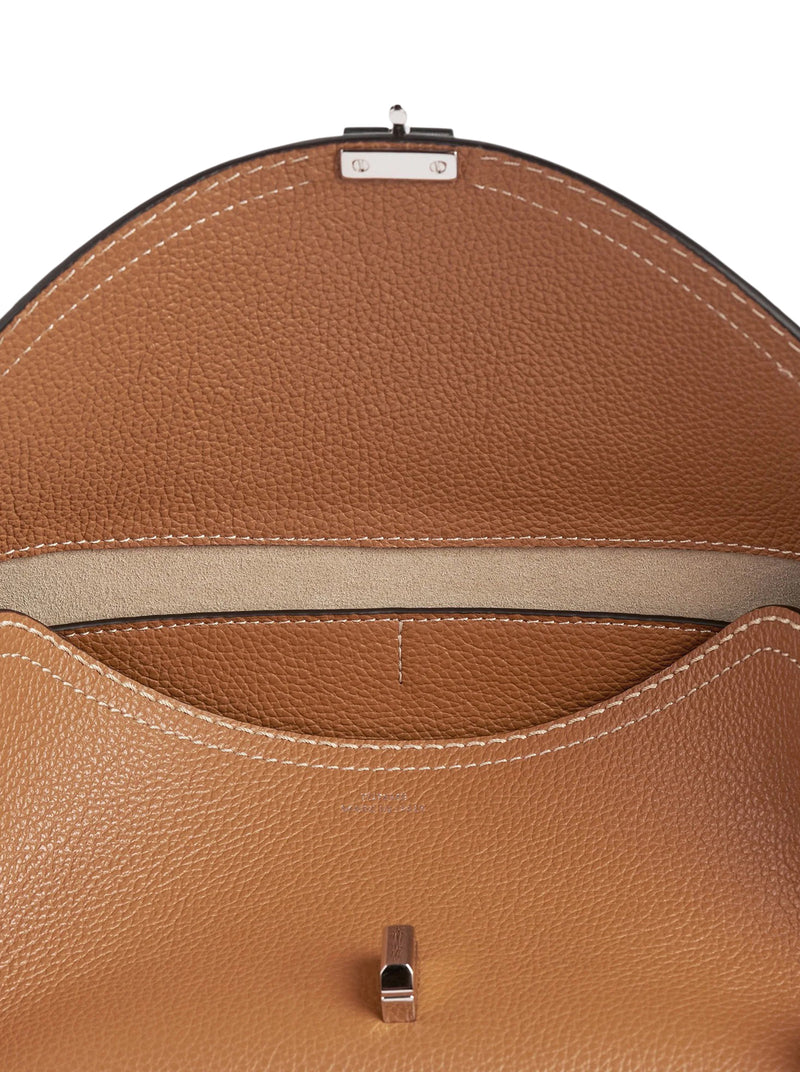 BORSA T-LOCK IN PELLE CON IMPUNTURE A CONTRASTO