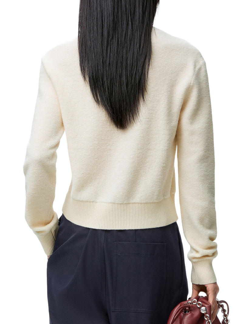 MAGLIA IN LANA CON RICAMO LOEWE REALIZZATO A MANO E APPLICATO SULL`ORLO