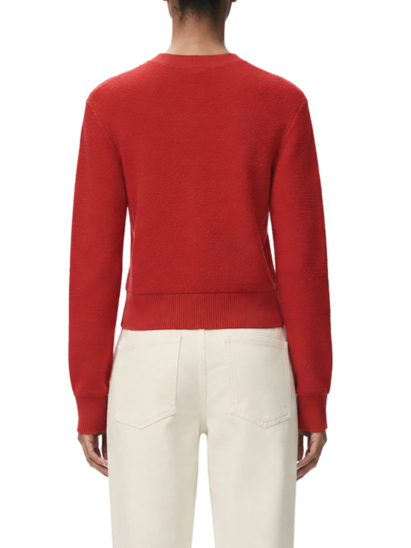 MAGLIA IN LANA CON RICAMO LOEWE REALIZZATO A MANO E APPLICATO SULL`ORLO