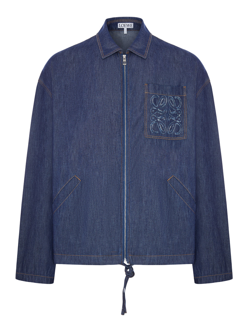GIACCA IN DENIM CON ZIP E TASCA RICAMATA