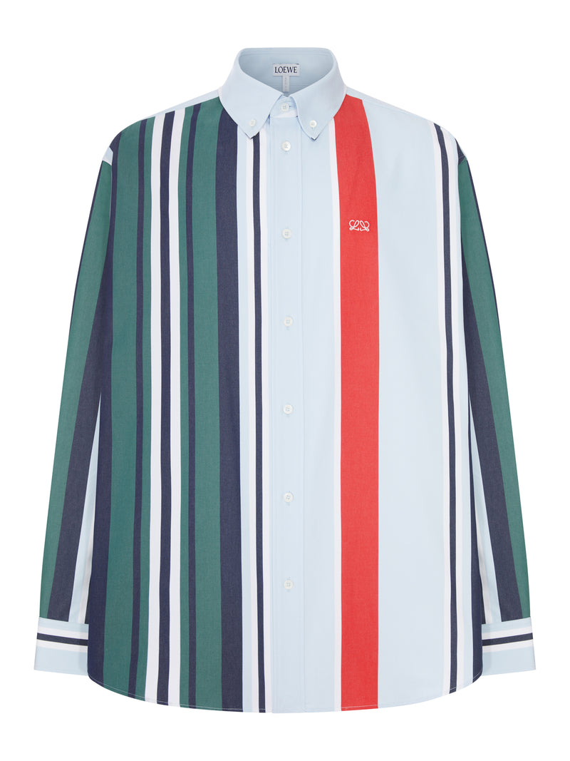 CAMICIA IN TWILL DI COTONE A RIGHE DI PESO MEDIO
