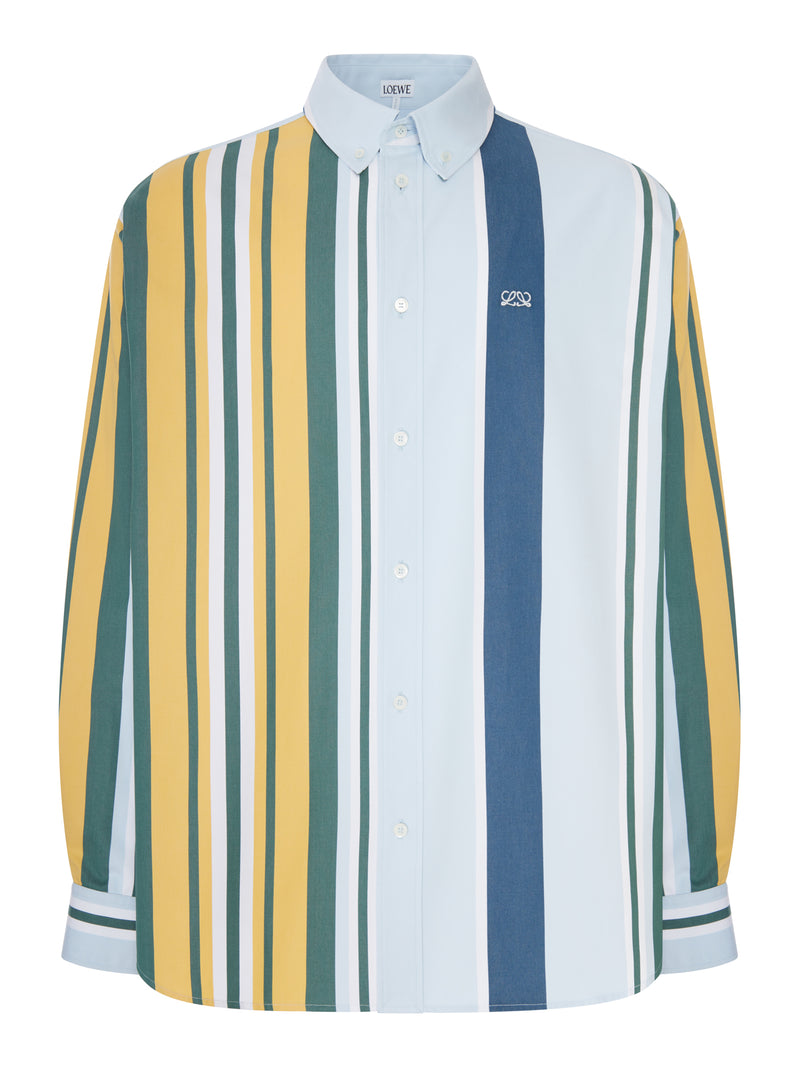 CAMICIA IN TWILL DI COTONE A RIGHE DI PESO MEDIO