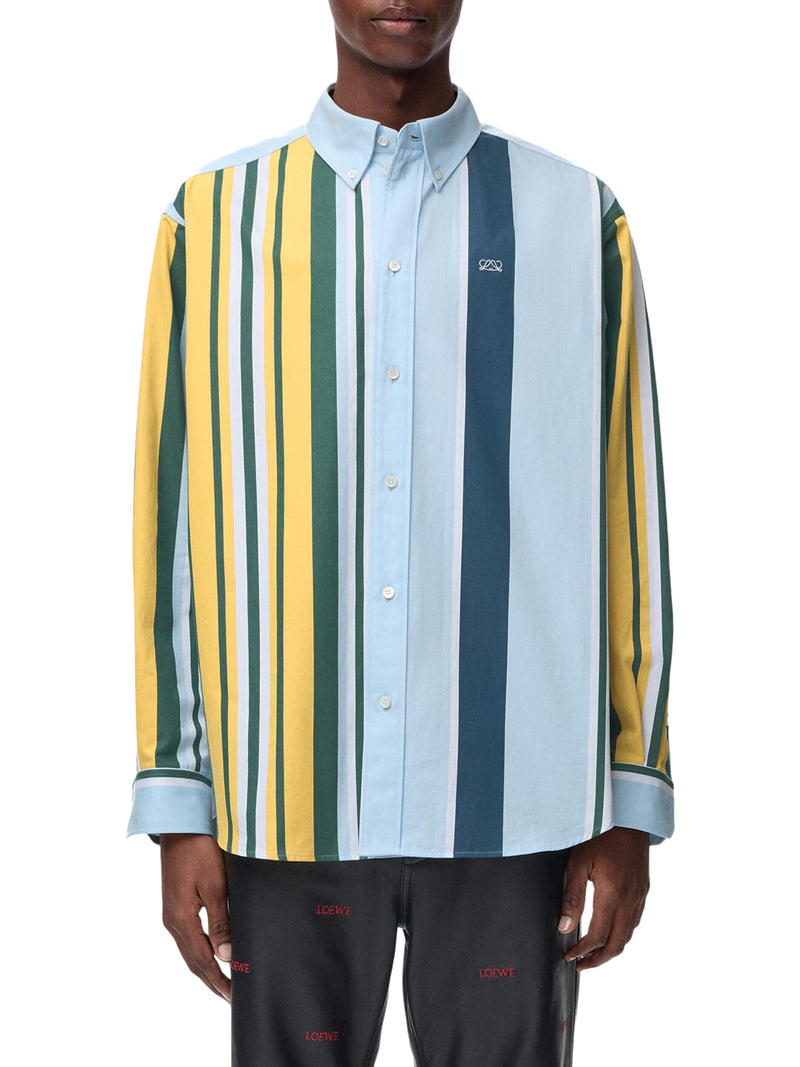 CAMICIA IN TWILL DI COTONE A RIGHE DI PESO MEDIO