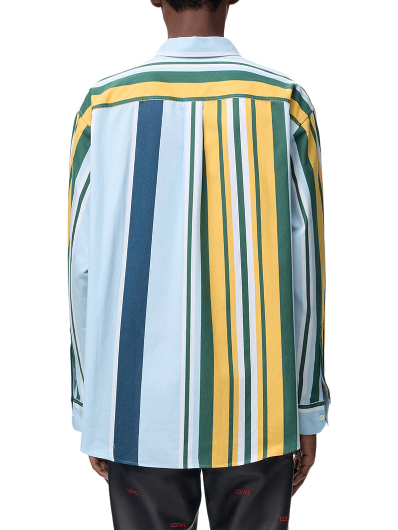 CAMICIA IN TWILL DI COTONE A RIGHE DI PESO MEDIO