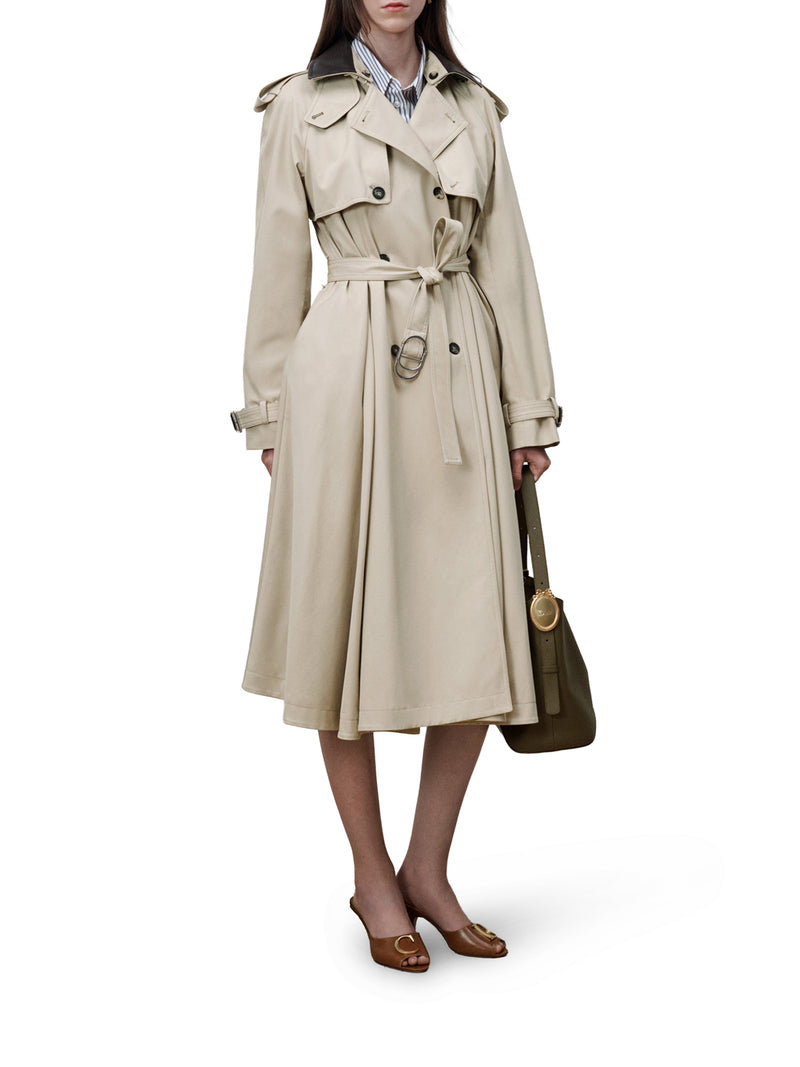 TRENCH GABARDINE DI COTONE E SETA BEIGE
