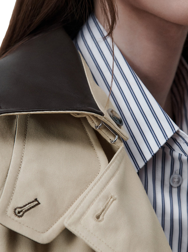 TRENCH GABARDINE DI COTONE E SETA BEIGE